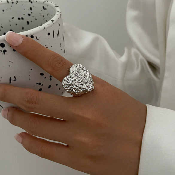 Jewelry Alloy Geometric Heartshaped Electroplated Ring For Women