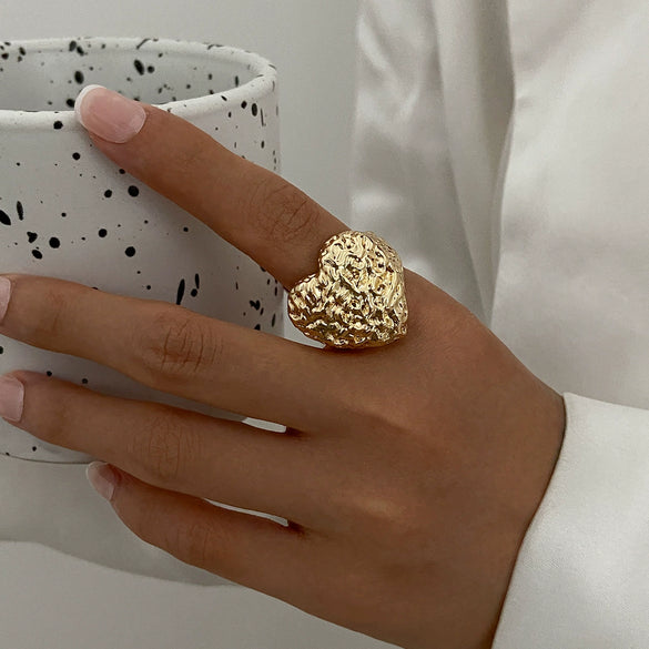 Jewelry Alloy Geometric Heartshaped Electroplated Ring For Women