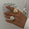 Jewelry Alloy Geometric Heartshaped Electroplated Ring For Women