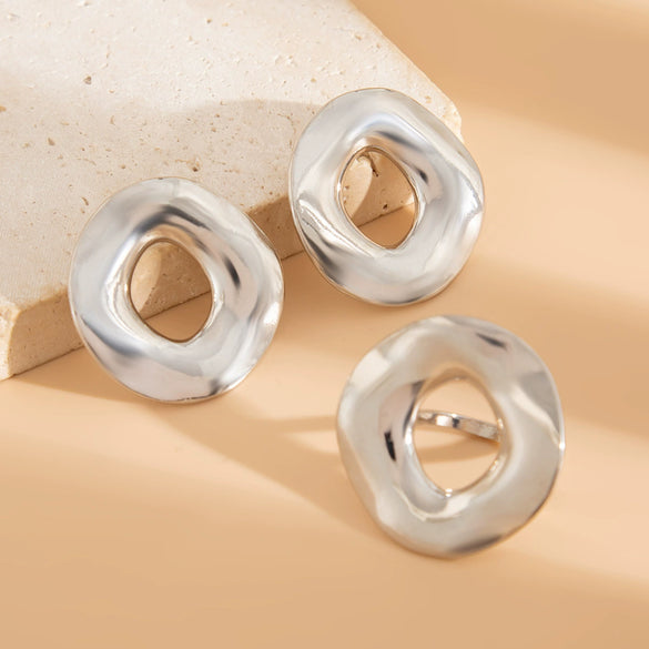 Jewelry Alloy Geometric Hollow Round Irregular Electroplating Earrings For Women