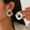 Jewelry Alloy Geometric Hollow Round Irregular Electroplating Earrings For Women