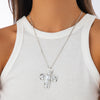 Jewelry Alloy Geometric Inlaid Pearl Cross Pendant Necklace Electroplated