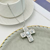 Jewelry Alloy Geometric Inlaid Pearl Cross Pendant Necklace Electroplated