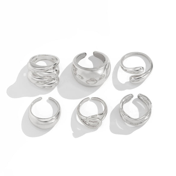 Jewelry Alloy Geometric Irregular Arc Ring Electroplating For Women