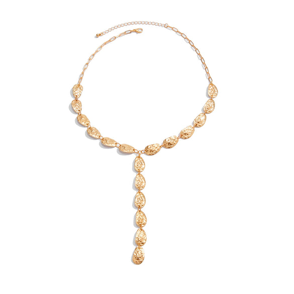 Jewelry Alloy Geometric Irregular Baroque Yshaped Clavicle Chain With Water Drop Pendant Electroplated For Women