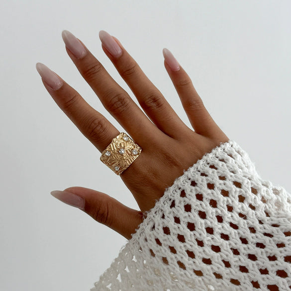 Jewelry Alloy Geometric Irregular Ring Electroplated Fashion Retro