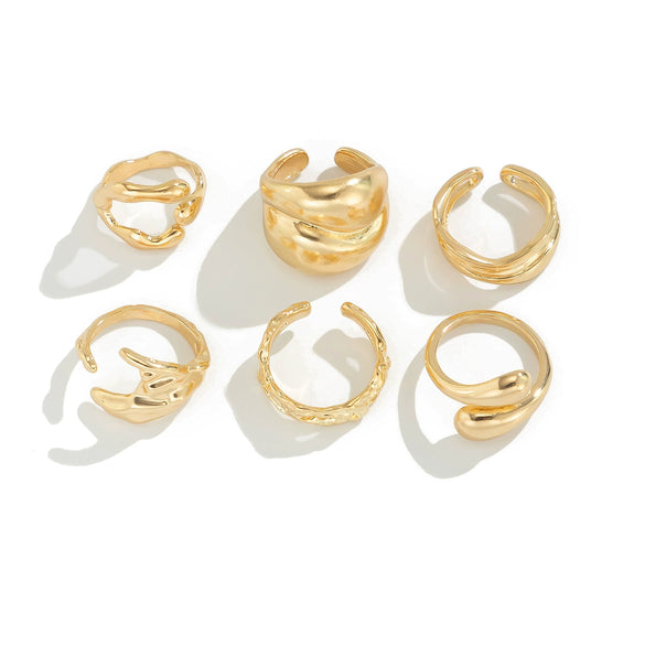 Jewelry Alloy Geometric Irregular Smooth Ring With Electroplating