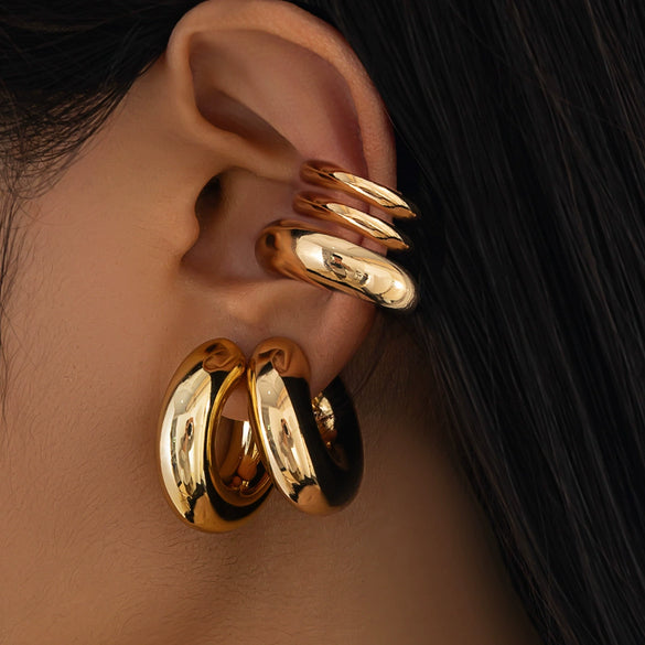 Jewelry Alloy Geometric Minimalist Electroplated Ear Clip Suit