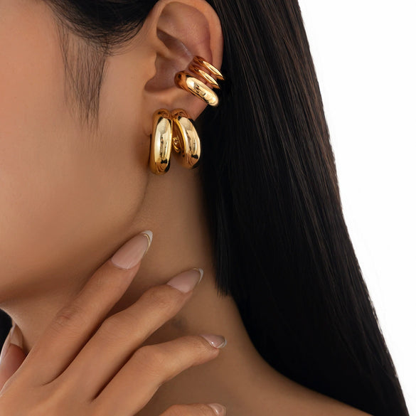 Jewelry Alloy Geometric Minimalist Electroplated Ear Clip Suit