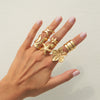 Jewelry Alloy Geometric Open Ring Set With Starfish Pearl Electroplating