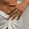 Jewelry Alloy Geometric Open Ring Set With Starfish Pearl Electroplating