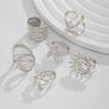 Jewelry Alloy Geometric Open Ring Set With Starfish Pearl Electroplating