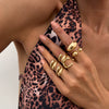Jewelry Alloy Geometric Oval Chain Necklace And Ring Set Electroplated