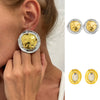 Jewelry Alloy Geometric Oval Electroplated Exaggerated Elegant Earrings For Women