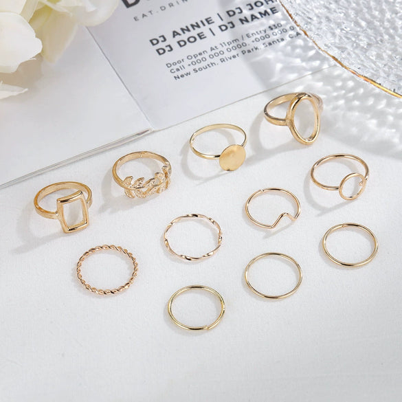 Jewelry Alloy Geometric Plain Leaf Ring Electroplated For Women