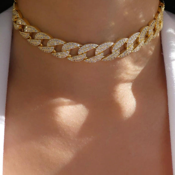Jewelry Alloy Geometric Punk Microinlaid Electroplating Necklace