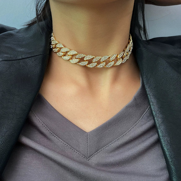 Jewelry Alloy Geometric Punk Microinlaid Electroplating Necklace