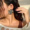 Jewelry Alloy Geometric Retro Simple Irregular Pleated Electroplating Women's Earrings