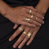 Jewelry Alloy Geometric Ring With Flower Pattern Punk Style Electroplating For Women