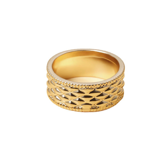 Jewelry Alloy Geometric Ring With Flower Pattern Punk Style Electroplating For Women