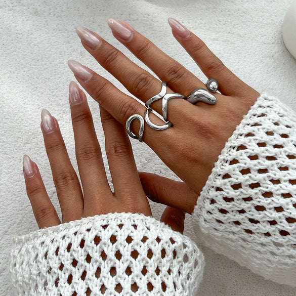 Jewelry Alloy Geometric Simple Style Water Drop Open Ring Electroplating For Women