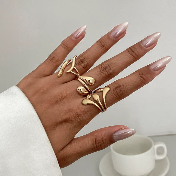 Jewelry Alloy Geometric Simple Style Water Drop Open Ring Electroplating For Women