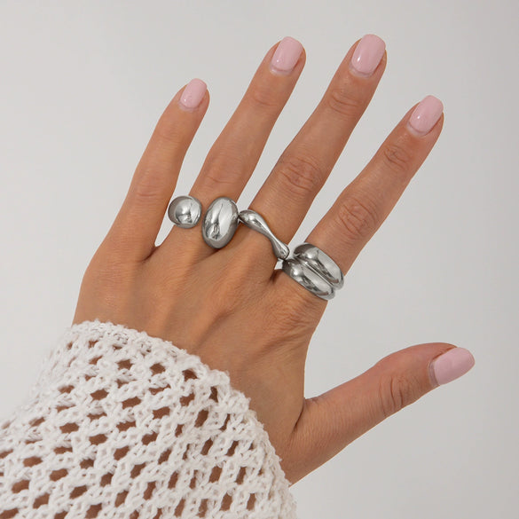 Jewelry Alloy Geometric Simple Style Water Drop Open Ring Electroplating For Women