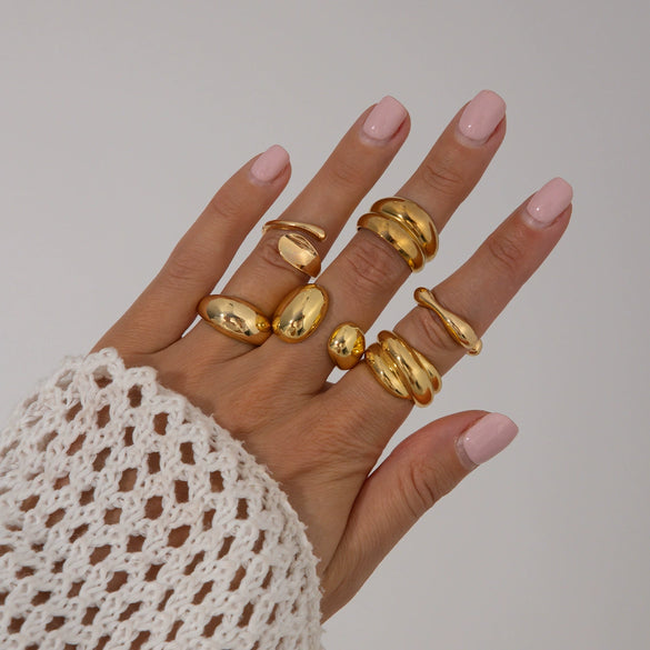 Jewelry Alloy Geometric Simple Style Water Drop Open Ring Electroplating For Women