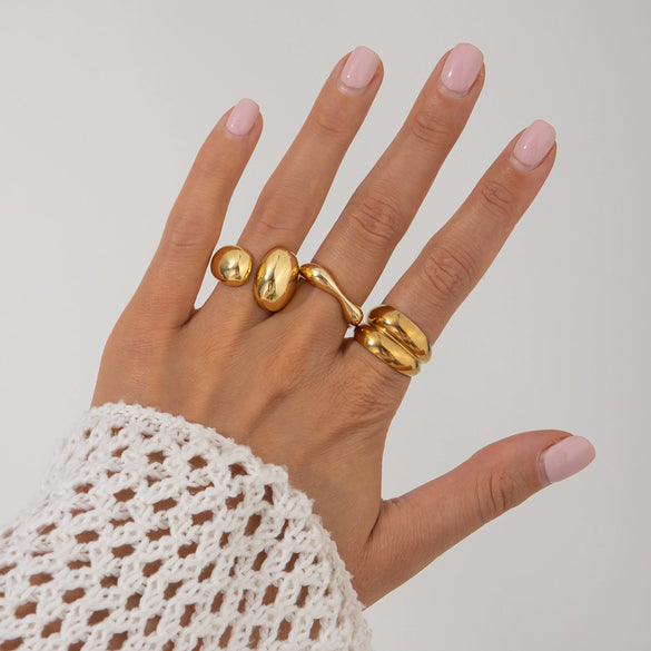 Jewelry Alloy Geometric Simple Style Water Drop Open Ring Electroplating For Women