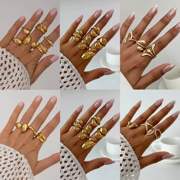 Jewelry Alloy Geometric Simple Style Water Drop Open Ring Electroplating For Women