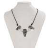 Jewelry Alloy Geometric Skull Pendant Collarbone Necklace Dark Style Electroplating Leather Wax Thread Chain For Women