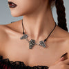 Jewelry Alloy Geometric Skull Pendant Collarbone Necklace Dark Style Electroplating Leather Wax Thread Chain For Women