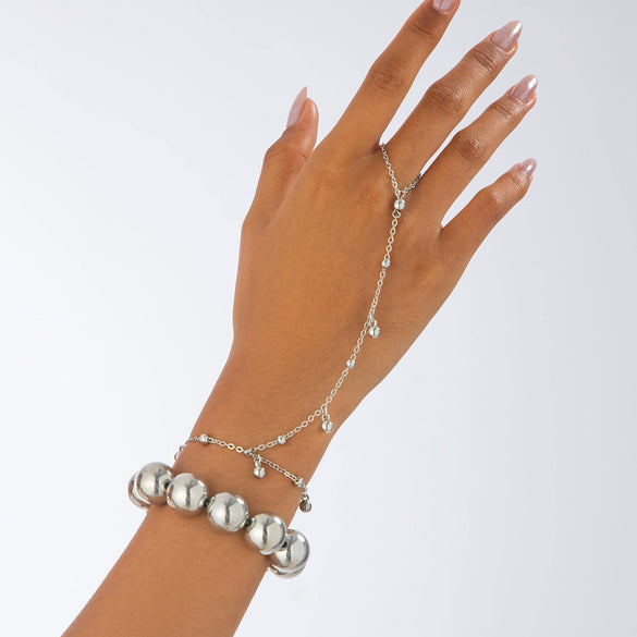 Jewelry Alloy Geometric Spiral Beaded Chain Electroplating Women's Hand Chain Clavicle Chain