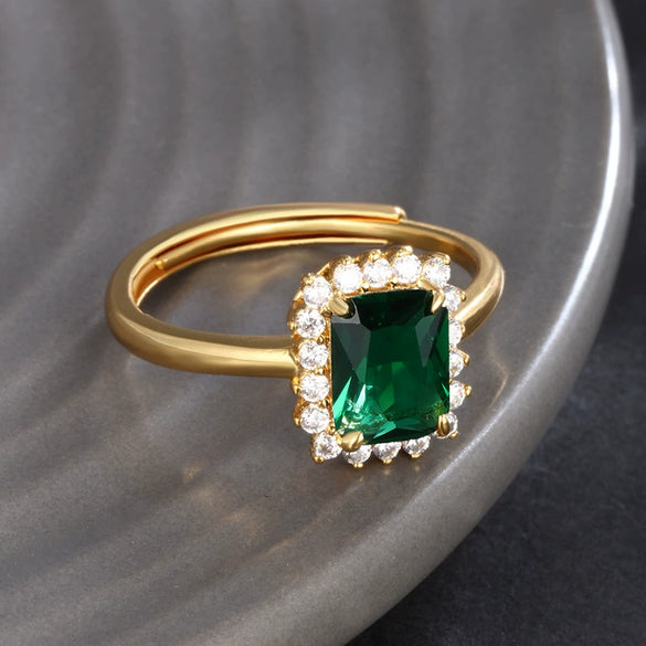 Jewelry Alloy Geometric Square Light Luxury Open Ring For Women Electroplated