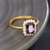 Jewelry Alloy Geometric Square Light Luxury Open Ring For Women Electroplated