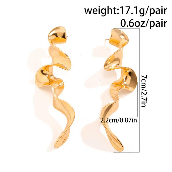 Jewelry Alloy Geometric Ushaped Spiral Stud Earrings For Women Electroplated