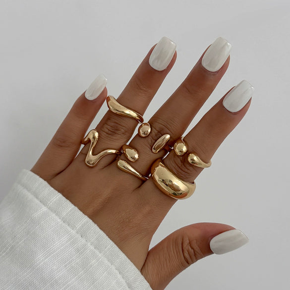 Jewelry Alloy Geometric Water Drop Hug Open Ring Electroplating For Women