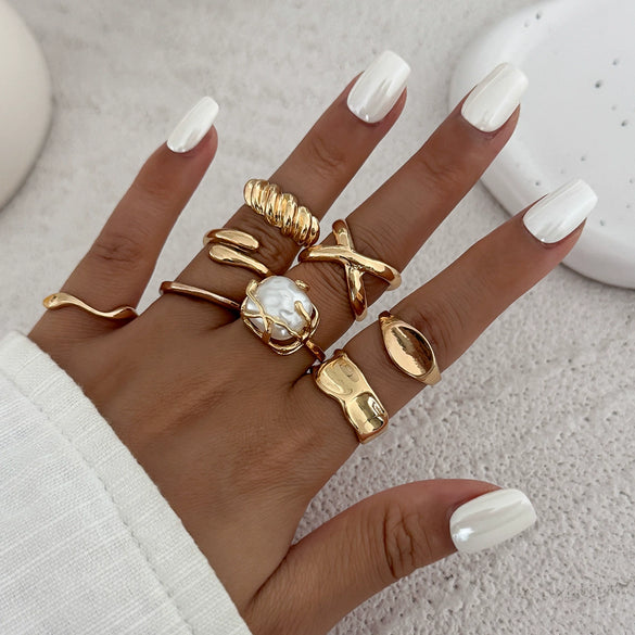 Jewelry Alloy Geometric Water Drop Hug Open Ring Electroplating For Women
