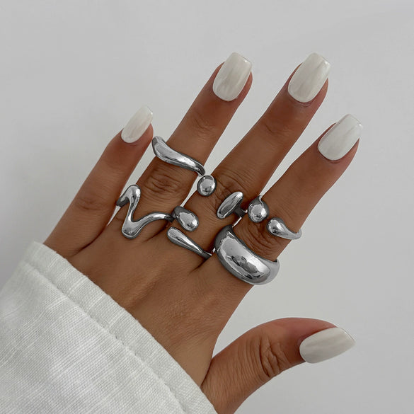 Jewelry Alloy Geometric Water Drop Hug Open Ring Electroplating For Women