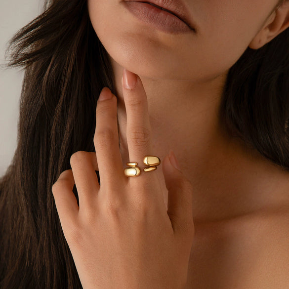 Jewelry Alloy Geometric Water Drop Hug Ring Electroplating Hip Hop Style For Women