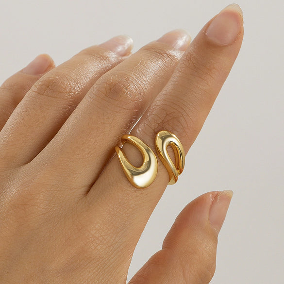 Jewelry Alloy Geometric Water Drop Hug Ring Electroplating Hip Hop Style For Women
