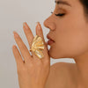 Jewelry Alloy Ginkgo Leaf Ring Women's Metal Texture Electroplating Geometric Style