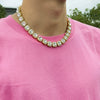 Jewelry Alloy Glass Geometric Square Diamondencrusted Cuban Chain Necklace Electroplated
