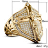 Jewelry Alloy Golden Shield Geometric Diamond Ring Unisex