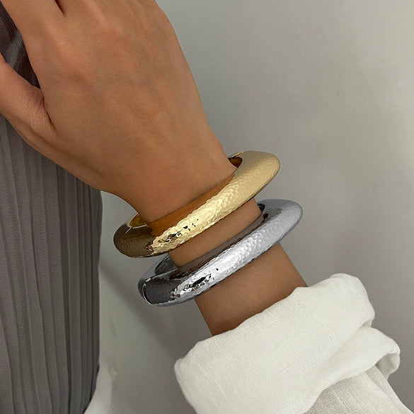Jewelry Alloy Hammered Electroplated Irregular Exaggerated Bracelet For Women