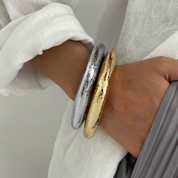 Jewelry Alloy Hammered Electroplated Irregular Exaggerated Bracelet For Women