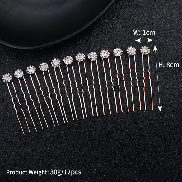 Jewelry Alloy Handmade Flower Rhinestone Ushaped Hair Fork Hair Accessories