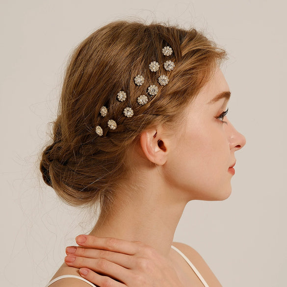 Jewelry Alloy Handmade Flower Rhinestone Ushaped Hair Fork Hair Accessories