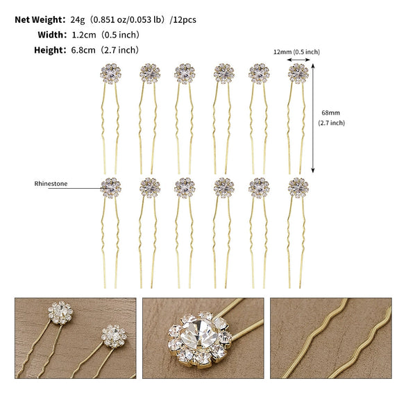 Jewelry Alloy Handmade Flower Rhinestone Ushaped Hair Fork Hair Accessories