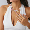 Jewelry Alloy Heart Geometric Clavicle Chain Electroplating Imitation Pearl Beaded Pendant Necklace Sweet Style